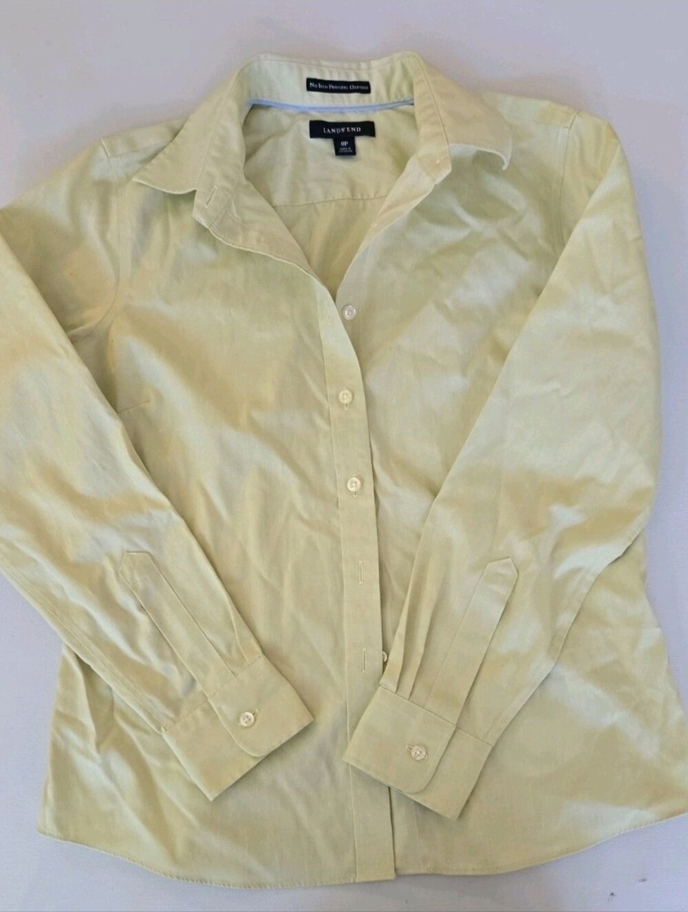Vintage Lands' End No Iron Pinpoint Oxford Shirt Y2K  Pale Green Sz 8P
